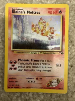 Pokemon Blaine's Moltres Holo Rare 1/132 Gym Heroes WOTC Vintage English - Image 1
