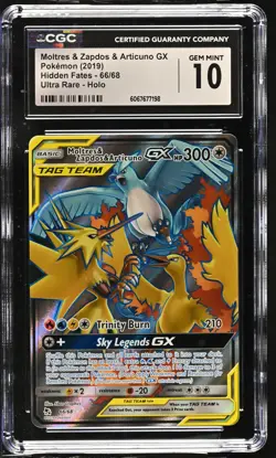MOLTRES & ZAPDOS & ARTICUNO GX Hidden Fates Holo Rare #66 CGC 10 Pokemon - Image 1