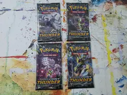 Pokemon TCG Lost Thunder Booster Packs x4 - Complete Art Set w/ Sleeves - Image 1