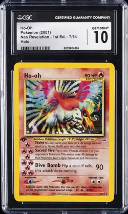 2001 POKEMON NEO REVELATION 1ST ED #7 HO-OH CGC 10 - Image 1