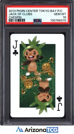 Pokemon 2013 Chespin Jack Of Clubs Pokemon Center Tokyo Bay Playing Cards PSA 10 - Image 1