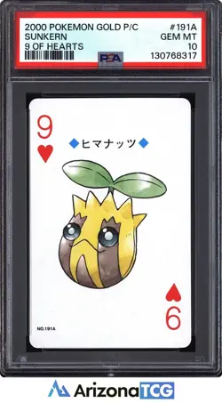 Pokemon 2000 Sunkern #191A 9 Of Hearts Pokemon Gold Playing Card Japanese PSA 10 - Image 1