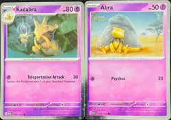 2023 POKEMON SCARLET & VIOLET 151 KADABRA & ABRA COSMOS HOLO - 2 CARD LOT - Image 1