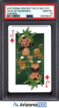 Pokemon Chespin Jack Of Diamonds Pokemon Center Tokyo Bay Playing Card PSA 10 - Image 1