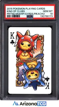 Pokemon 2015 King Of Clubs Magikarp Poncho Pikachu Pokemon Playing Cards PSA 10 - Image 1