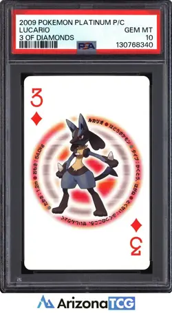 Pokemon 2009 Lucario 3 Of Diamonds Platinum Playing Card Japanese GEM MT PSA 10 - Image 1
