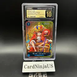 CGC PRISTINE 10 Monkey D Luffy P-043 One Piece Promotion Card Foil 2023 Weekly - Image 1