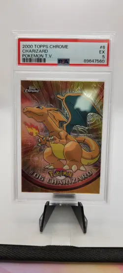 CHARIZARD Pokemon Card - 2000 Topps Chrome - #6 - Pokemon T.V. PSA 5 - Image 1