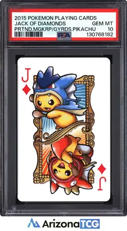 Pokemon 2015 Jack Of Diamonds Poncho Pikachu Pokemon Playing Cards PSA 10 - Image 1