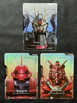 Gundam TCG - Lot of 3 Etched Foil Resource Cards (C+) - 005, 008, 013 - NM - Image 1