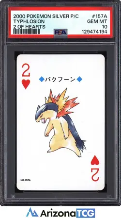 Pokemon Silver 2000 Typhlosion 157A 2 Of Hearts Playing Cards Japanese PSA 10 - Image 1