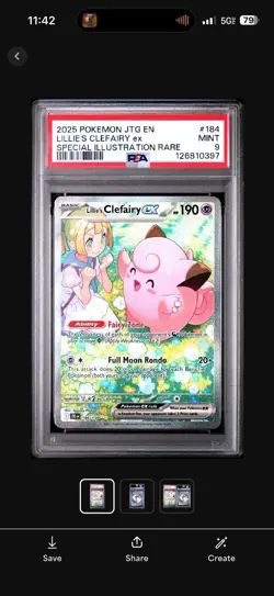 2025 POKEMON JTG SPECIAL ILLUSTRATION RARE #184 LILLIE'S CLEFAIRY EX PSA 9 - Image 1