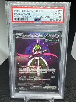 2025 POKEMON PRISMATIC EVOLUTIONS SP ILLUSTRATION RARE IRON VALIANT EX PSA 10 - Image 1