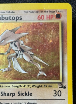 Kabutops 9/62 - Unlimited Holo Rare - Vintage Pokemon TCG: Fossil - MP - Image 3