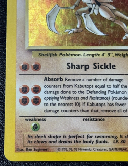 Kabutops 9/62 - Unlimited Holo Rare - Vintage Pokemon TCG: Fossil - MP - Image 5