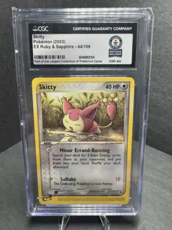 Guinness World Record Pokemon Skitty 44/109 EX Ruby & Sapphire (2003) CGC AU - Image 1