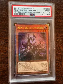 2025 YUGIOH! Primite Dragon Ether Beryl 1st Ed Qtr Century SR SUDA-EN015 PSA 9! - Image 1