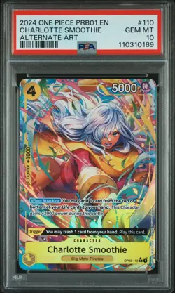 2024 One Piece (PRB-01) Charlotte Smoothie Alternate Art OP03-110 PSA 10 - Image 1