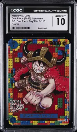 2025 PC: ONE PIECE DAY '25 JPN PROMO #P-110 MONKEY D. LUFFY CGC 10 GEM MINT - Image 1
