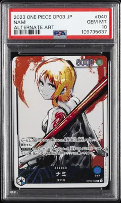 2023 ONE PIECE JPN OP03-PILLARS OF STRENGTH ALTERNATE ART #040 NAMI PSA 10 - Image 1