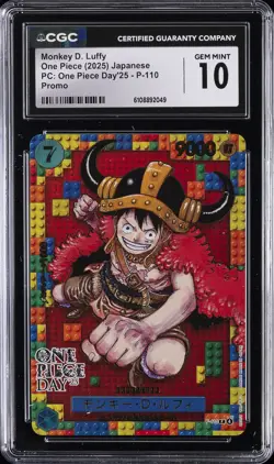 2025 PC: ONE PIECE DAY '25 JPN PROMO #P-110 MONKEY D. LUFFY CGC 10 GEM MINT - Image 1