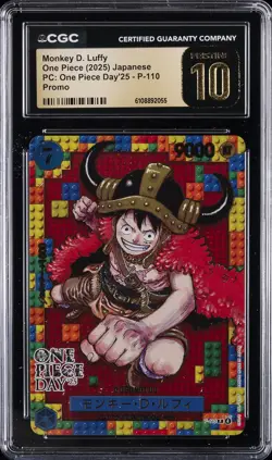 2025 PC: ONE PIECE DAY '25 JPN PROMO #P-110 MONKEY D. LUFFY CGC 10 PERFECT - Image 1