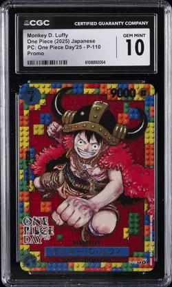 2025 PC: ONE PIECE DAY '25 JPN PROMO #P-110 MONKEY D. LUFFY CGC 10 GEM MINT - Image 1