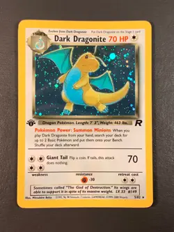 Dark Dragonite Team Rocket Set 1st Edition Halo 5/82 Pokemon TCG Card - Vintage - Image 1