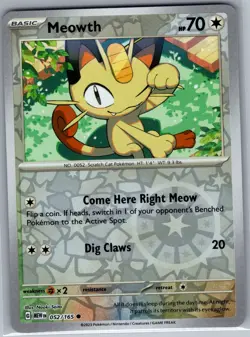 Meowth 052/165 Reverse Holo SV: Scarlet & Violet 151 - Pokemon Card - NM - Image 1