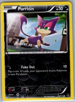 Purrloin 56/119 Reverse Holo XY - Phantom Forces - Pokemon Card - NM - Image 1