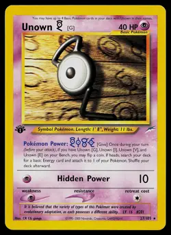 Pokemon Card - Unown [G] Neo Destiny 27/105 Rare 1st Edition - Image 1