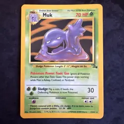 1999 Pokemon TCG Muk Fossil Holo Card 13/62 Unlimited Rare, MP Condition - Image 1