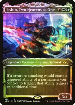 1 x FOIL Isshin, Two Heavens as One (Showcase) Kamigawa: Neon Dynasty 328 MTG - Image 1