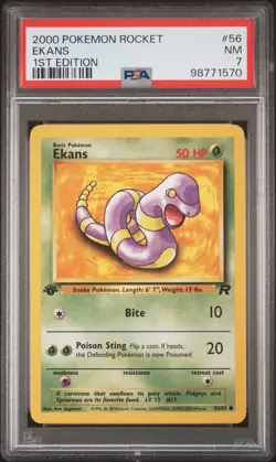 2000 POKEMON ROCKET 1ST ED #56 EKANS PSA 7 - Image 1