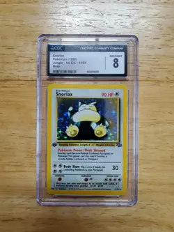Pokemon CGC 8 NM/MINT 1999 Snorlax 1st Edition Jungle Holo Card - Image 1