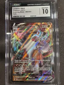 Lycanroc VMAX Pokemon (2021) Evolving Skies - 092/203 GEM Mint 10 - Image 1
