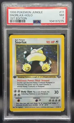Pokemon TCG PSA 7 Snorlax 1st Edition Jungle Holo WOTC 11/64 - Image 1