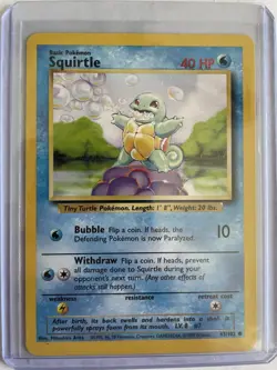 Pokemon TCG Unlimited Base Set Squirtle 63/102 LP - Image 1