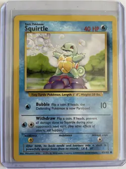 Pokemon TCG Unlimited Base Set Squirtle 63/102 LP - Image 3