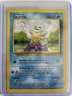Pokemon TCG Unlimited Base Set Squirtle 63/102 LP - Image 5