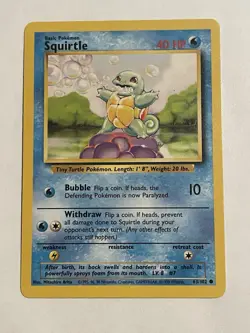 Pokemon TCG Squirtle Base Set 63/102 Common - Image 1