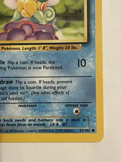 Pokemon TCG Squirtle Base Set 63/102 Common - Image 4