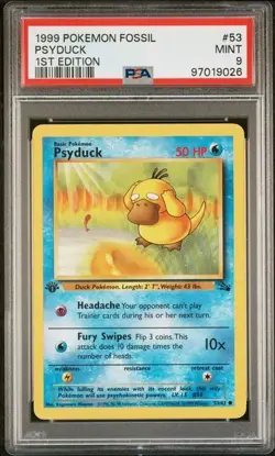 1999 POKEMON FOSSIL 1ST Edition #53 PSYDUCK PSA 9 - Image 1