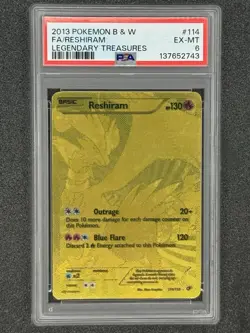 2013 Pokemon B & W FA/ Reshiram Legendary Treasures #114 Ex-MT PSA 6 - Image 1