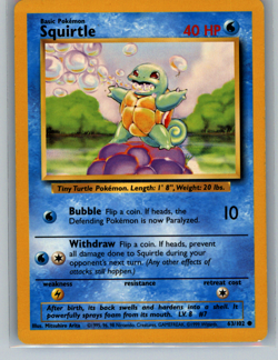 Base Set Pokemon TCG Squirtle Regular 63/102 - Image 1