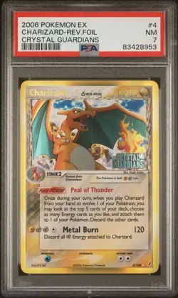 Pokemon Charizard Reverse Holofoil 2006 EX Crystal Guardians #4 PSA 7 Near Mint - Image 1