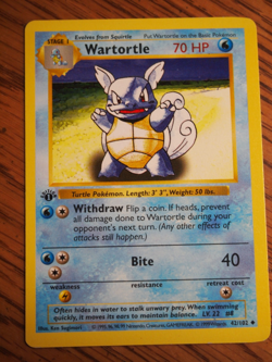 Pokemon 1999 1st Edition Shadowless Base Wartortle uncommon card, PSA 6 - Image 4