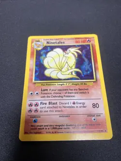Pokemon TCG Ninetales Base Set Holo Card 12/102 Unlimited Rare, LP/NM Condition - Image 1