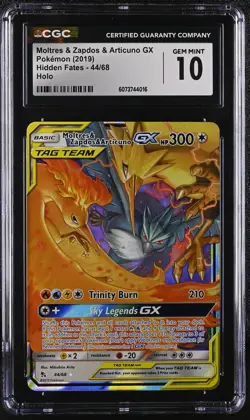 MOLTRES & ZAPDOS & ARTICUNO GX Hidden Fates Holo #44 CGC 10 Pokemon - Image 1