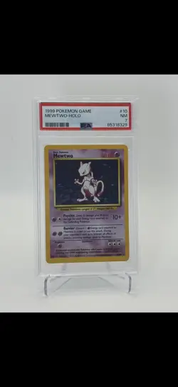 Pokemon TCG Mewtwo Base Set 10/102 Holo Unlimited Holo Rare PSA 7 - Image 1